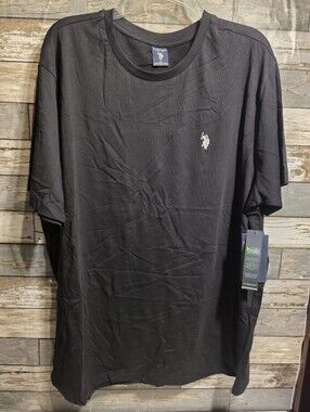 U.S. Polo Assn. Black Short-Sleeve Crewneck Tee with White Logo